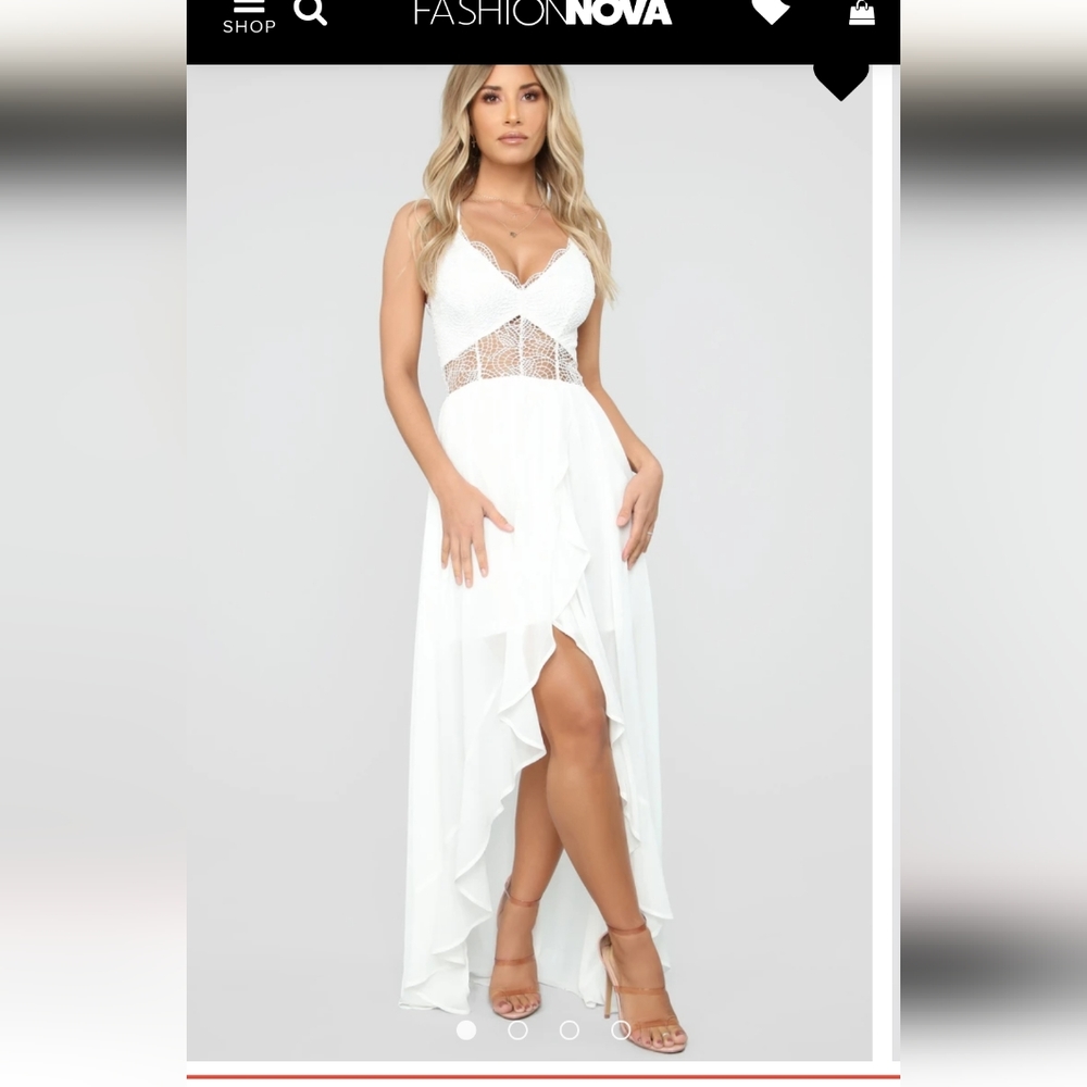 Fashion Nova high-low lace cutout dress